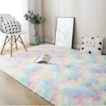 NIULAA Super Soft Fluffy Shaggy Fur Rugs Living Room Indoor Rainbow 80 x 160 cm Luxury Anti-Slip Carpet Kids Mat Large Thick Piles Area Rug Moder