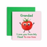 Huxters Birthday Cards for Men - I Love You Grandad Birthday Card for him - Funny Fathers Day Card for Grandad Fun Tomato Happy Birthday - 14.8cm