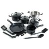 BK Vivid 14-Piece Cookware Pots & Pans Set with PFAS-Free Ceramic Non-Stick Coating, Casserole, Frypan, Saucepan, Lids, Induction, Stay-Cool Hand