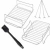 Air Fryer Rack 7-Piece Set, 2 Pcs Double Layer Rack with 4 Skewers and Brush 304 Stainless Steel Air Fryer Rack Suitable for AF300UK/AF400UK Air