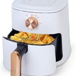 Air Fryer - 4 Quart Basket,Multi-scene Manual Air Fryer 650W, compact design with timer control, quiet, energy efficient oil free (WHITE)