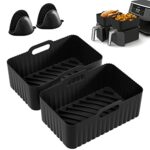 2PCS Silicone Air Fryer Liners for Ninjas Dual Air Fryer AF400UK&AF300UK & Tower T17088, 7.67in Reusable Air Fryer Liner Silicone Pot, Silicone A
