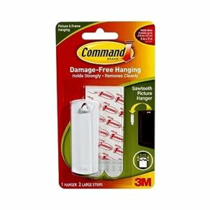 Command 17040 Sawtooth Picture Hanger Kit with Adhesive Strips - Hanger Holds up to 1.8Kg (4lb) - 75 mm x 25 mm, White ,Pack of 1