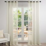 Topfinel Voile Eyelet Curtains for Bedroom Cream Living Room Sheer Curtains 90 Drop for Windows Treatments Short Curtain 2 Panels for Kitchen 46"