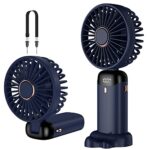 Rafada Handheld Fan, Mini Portable Fan USB Rechargeable, Small Pocket Fan 5 speeds with Lanyard and Base, Built-in 4200mAh Battery USB Desk Fan F