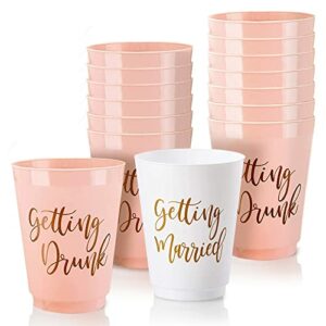 VELENTI Hen Party Accessories - 15-Piece Large Plastic Serving Cups 16 Oz - Colourful Bride Tribe Cup Set for Bachelorette Party, Bridal Party, H