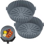 2Pcs Silicone Air Fryer Liners Reusable Air Fryer Silicone Pot Heat Resistant Round Silicone Baking Pan/Basket Air Fryer Accessories Paper Liners