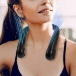 U-MISS Bladeless Personal Neck Fan, Leafless, Rechargeable, Headphone Design Three-speeds Change and USB Rechargeable for Working, Cooking, Trave