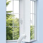 Air Conditioner Window Kit, Window Seal Anti-Mosquito Waterproof Wind Resistant No Drilling with Zip and Adhesive Fastener for Portable Air Condi