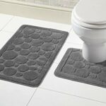 Olivia Rocco Cali Bubbles 2 Piece Bath Mat & Pedestal Set Non Slip Soft Absorbent Toilet Bathroom Mats Sets(Dark Grey)