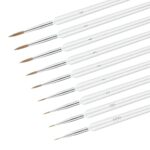 9pcs Fine Detail Paint Brush, Miniature Detail Paint Brushes with 9 Sizes Wooden Small Thin Fine Tip Paint Brush for Watercolor Painting Acrylic