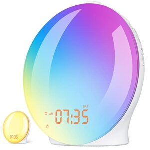 LITALARM Sunrise Alarm Clocks,Wake Up Light Fullscreen with Sunrise/Sunset Simulation Dual Alarms Bedside Night Lamp Snooze Function FM Radio 8 N