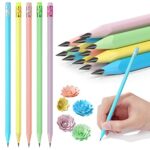 AUAUY 12Pcs HB Pencil Non-Slip, Multicolor Kids Writing Drawing Graphite Pencils with Eraser, HB Wooden Black Lead Pencils for Children Student A