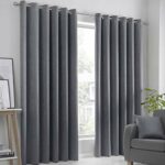 Fusion Strata Woven Eyelet Lined Curtains, Charcoal, 66 x 90 Inch, 100% Polyester, W168cm (66") x D229cm (90")