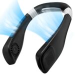 Odoland Portable Neck Fan 360°Cooling Airflow USB Rechargeable Bladeless Mini Sports Fan 3 Adjustable Speed for Traveling Outdoor Room Kids Men W
