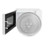 24.5 cm/9.6" Microwave Glass Plate, Universal Thickened Heat Resistant Microwave Glass Turntable Plate Replacement with 3 Fixers for Small Microw
