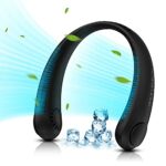 BeautySay ABC Bladeless Neck Fan, Hands Free Portable Cooling Fan, Rechargeable Personal Hanging Neck Fan, Wearable Necklace Fan with 3 Speeds fo