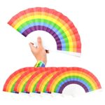 6Pcs Rainbow Fans Pride Fan Folding Held Fans, Rainbow Party Decoration Hand Folding Fans for Women/Men