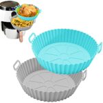 2Pcs Silicone Air Fryer Liners, 7.8" /20cm Air Fryer Liners Reusable Air Fryer Accessories, Airfryer Basket Silicone Pot, Compatible with Ninja,