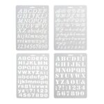 Alphabet Painting 4 PCS Assorted Styles Plastic Number and Letter Artistic Drafting Drawing Templates Stencil Set for DIY Craft Journal Photo Alb