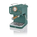 Swan Nordic Espresso Machine, Pine Green, 15 Bars of Pressure, Milk Frother, 1.2L Tank, Scandi Style, SK22110GREN