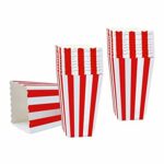 50PCS Popcorn Favor Boxes, Striped Paper Popcorn Boxes Cardboard Candy Container for Birthday Theater Themed Parties Movie Nights Carnivals, Red