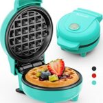 Waffle Maker Mini Small Compact Design, Breakfast Waffle Iron Machine Nonstick Coating, Snack Chaffle Hash Browns Round 4 Inch 550W, Blue BLAZANT