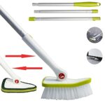 TourKing 2 in 1 Cleaning Brush with 46'' Long Handle,Tub and Tile Detachable Floor Brush, Contains Scrubber and Sponge Brush for Kitchen Bathroom