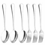Qinglele Table Spoon, Table Fork, Cutlery Set, 3 Spoons and 3 Forks, 304 Stainless Steel, 20.4 cm 8 inches, 6pieces