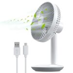 6-Inch Rechargeable Small Desk Fan, Portable Battery-Operated USB Table Electric Fan with 4 Speed Levels, Personal Mini Fan for Home Bed Study Ro