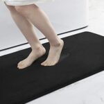 Smiry Non-Slip Bath Mat, 41 x 61 cm, Highly Absorbent Memory Foam Bathroom Mat, Soft and Comfortable, Machine Washable Luxury Bath Mat, Black