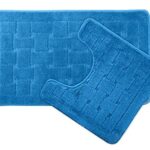 Emma Barclay Orkney - Crosshatch 2 Pc Bath Set in Blue - Mat 45x75cm/ Pedestal 45x45cm