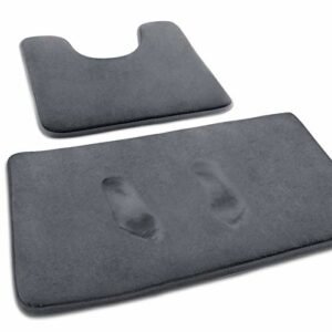 MEKO Memory Foam Bath Mat, 2 Pieces Rugs Soft Non Slip and Absorbent Bathroom Carpet, 50 * 80cm Floor Mat, 54 * 48cm U-Shaped Contour Rug for Tub
