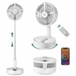 Standing Pedestal Fan Floor Fans - 8 Inch Rechargeable Foldable Fan Height Adjustable with 7200mA Battery USB Remote Control Portable Silent Fan