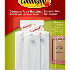 Command Wire-Back Sawtooth Frame Hangers, Holds up to 5 lbs, 3 Singulars Hangers, 6 strips, Decorate Damage-Free