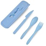 Travel Cutlery Set with Case, Plastic Camping Cutlery Set, Reusable Tableware Utensils Set for Lunch Box, Portable Utensil Fork Knife Spoon Flatw