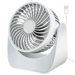 USB Desk Fan, Silent Table Fan for Bedroom 360° Rotating Desktop Fan Quiet for Sleeping, Powerful Mini Desk Top Bed Fan 3 Speeds Adjustable for C