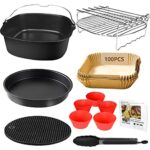 YINGRACE Air Fryer Accessories 9in, 12 PCS BPA-Free Air Fryers Accessory Set Compatiable for Cosori 5.5L, Instant 5.7L, Tower 7L, Phillips 7.3L,