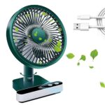Small Desk Fan Cooling, Oscillating USB Fan Quiet Personal Table Fan, Rechargeable Portable Powerful Fan with 4 Speeds and LED Display, Mini Pers