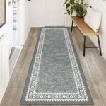 Enyhom Carpet Runner Rug 60x180cm Non Slip Machine Washable Hallway Runner Indoor Area Runner Rug for Kitchen Entrance Living Room Laundry Grey