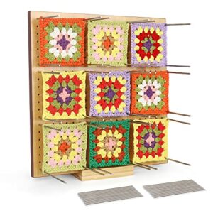 Coopay Crochet Blocking Board Large, Granny Square Blocking Board 11 inch, Wooden Crochet Blocking Board and 30 Pins, Blocking Boards for Crochet