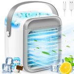 Portable Air Conditioner, Air Coolers for Home, Mini Air Conditioner, Personal 3-in-1 Fan Cooler, 3 Wind Speeds & 7 LED Lights Portable Air Coole