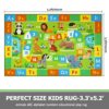 Capslpad Kids Play Rug for Playroom 160x100cm Non Slip Kids Rug with ABC Alphabet Numbers Animals Educational Learning Area Rug Washable Kids Pla