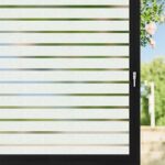 Lifetree Window Film Privacy Frosted Stripe Patterns Window Frosting Film No Glue Static Cling Stained Glass Film UV Protection Self Adhesive Win