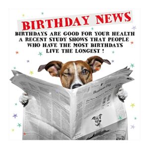 The Heritage Press 'Birthday News' Dog Birthday Card with Envelope - Made in UK - Eco-Friendly - 150X150mm