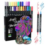 Sonlaryin Acrylic Paint Pens, 24 Colours Dual Tip Acrylic Paint Markers for Rock Painting, Stone, Ceramic, Glass, Wood, Fabric, Canvas, Porcelain