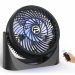USB Fans Desk Fan 8 inch with Remote, USB Operated Fan Desktop Air Circulator with RGB Mood Light Strong & Quiet Speeds 3 Timers 360° Adjustment,