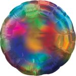 amscan Rainbow Iridescent Circle Foil Balloon Party Decoration - 1 Pc, Rubber, Rainbow, Large