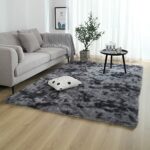 Area Rugs 120x180cm Fluffy Rug Anti-Slip Carpet Plush Shaggy Area Rugs Tie-Dyed Soft Touch Area Rug Playing Mat Modern Indoor Plush Fluffy Rugs F