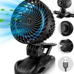 AJVV Desk Fan, 4.2 Inch Clip On Fan Step-less Speed, 360°Rotation USB Desktop Fan, Mini Table Fan Silent for Dog Cage Pram Stroller Bedroom Home